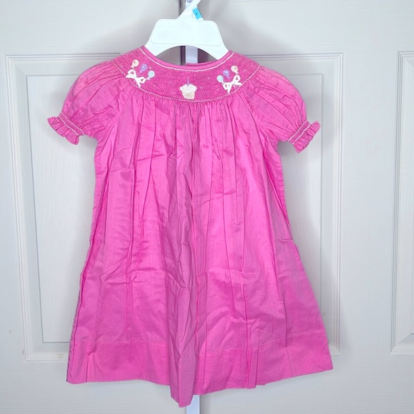 Strasburg hand smocked Little girls pink birthday dress - Picture 2 of 7